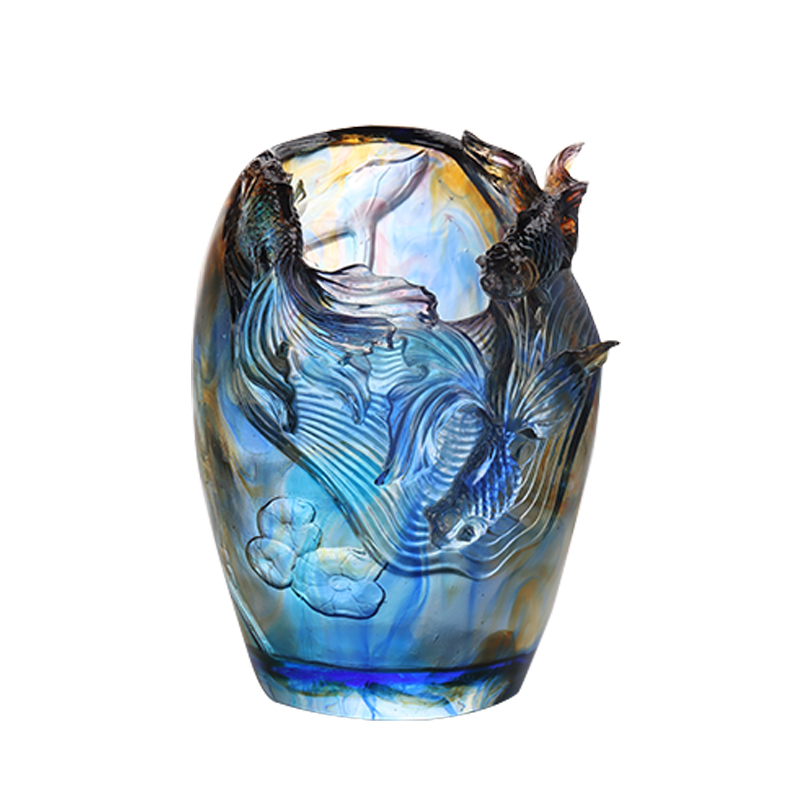 Sklenená váza: Luxusná a sofistikovaná kvetinová aranžmán do obývačky Krištáľové sklo Umelecký zachovalý držiak na kvety Dekoratívna ozdoba domáceho jedálenského stola „Pridávanie kvetov do brokátu“