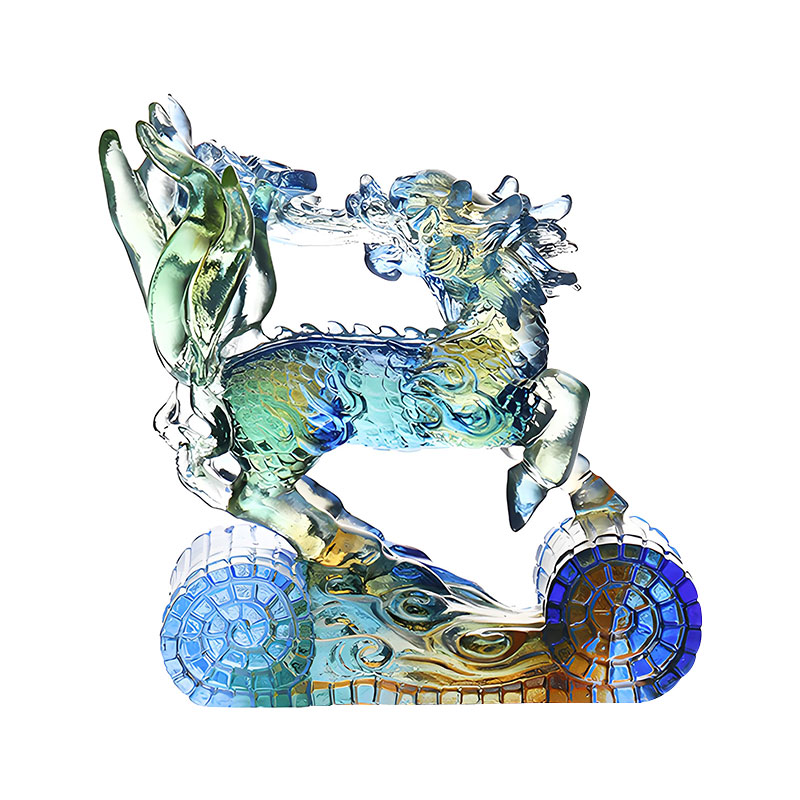 Múdrosť Kirin Modrá Jantárovo zelená Farebný sklenený krištáľový ornament