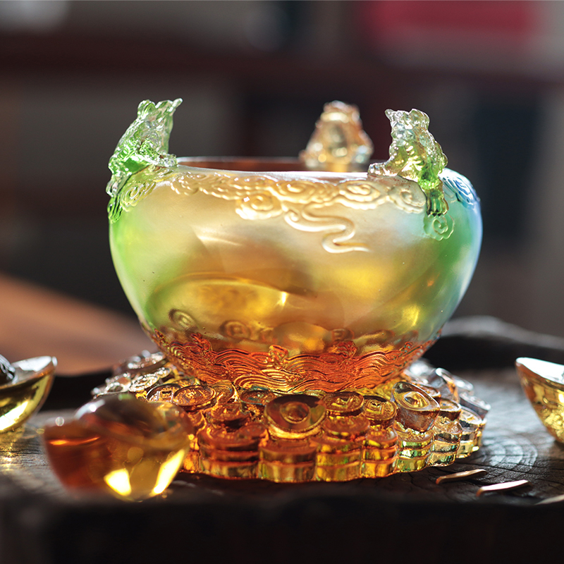 Krištáľová sklenená miska s pokladom Cornucopia