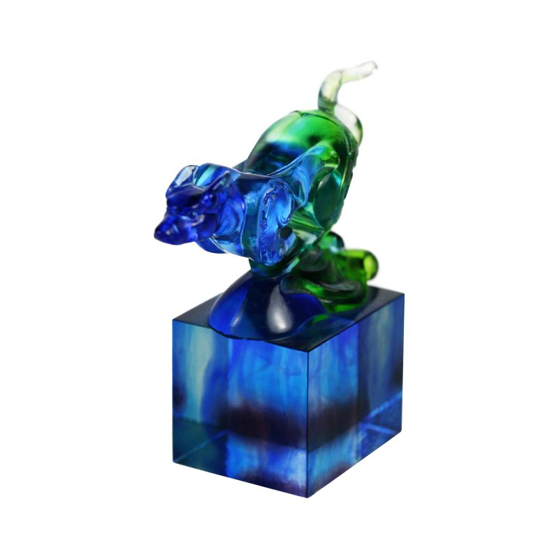 Modro-zelená klasická sklenená pečaťová ozdoba