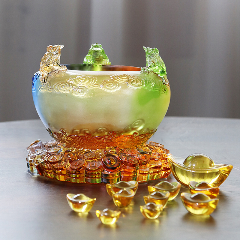 Krištáľová sklenená miska s pokladom Cornucopia