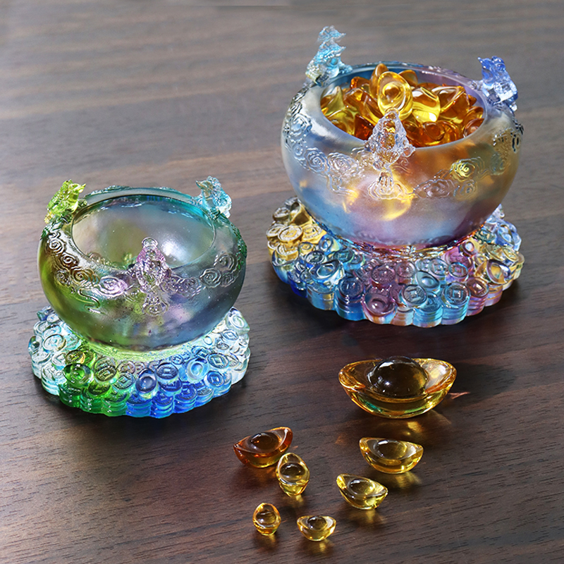 Krištáľová sklenená miska s pokladom Cornucopia