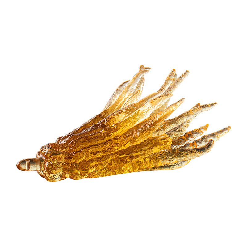 Ručne tvarovaný sklenený držiak na vonné tyčinky zlatej farby