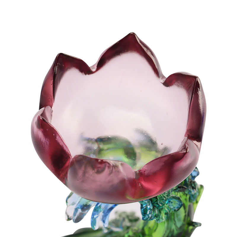 Krištáľový sklenený svietnik v tvare lotosu