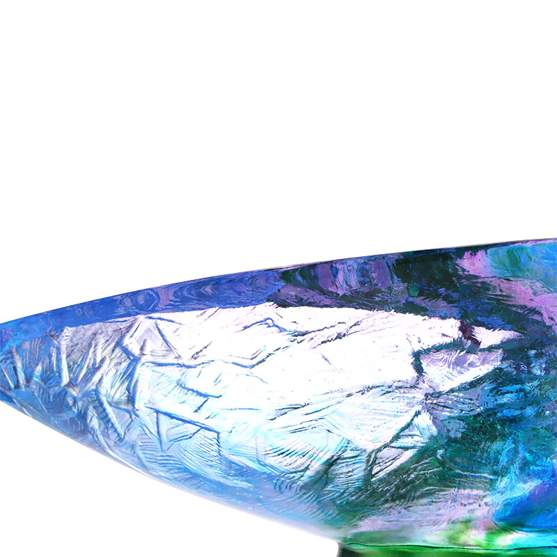 Krištáľová sklenená miska na ovocie s ozdobou vtáčika