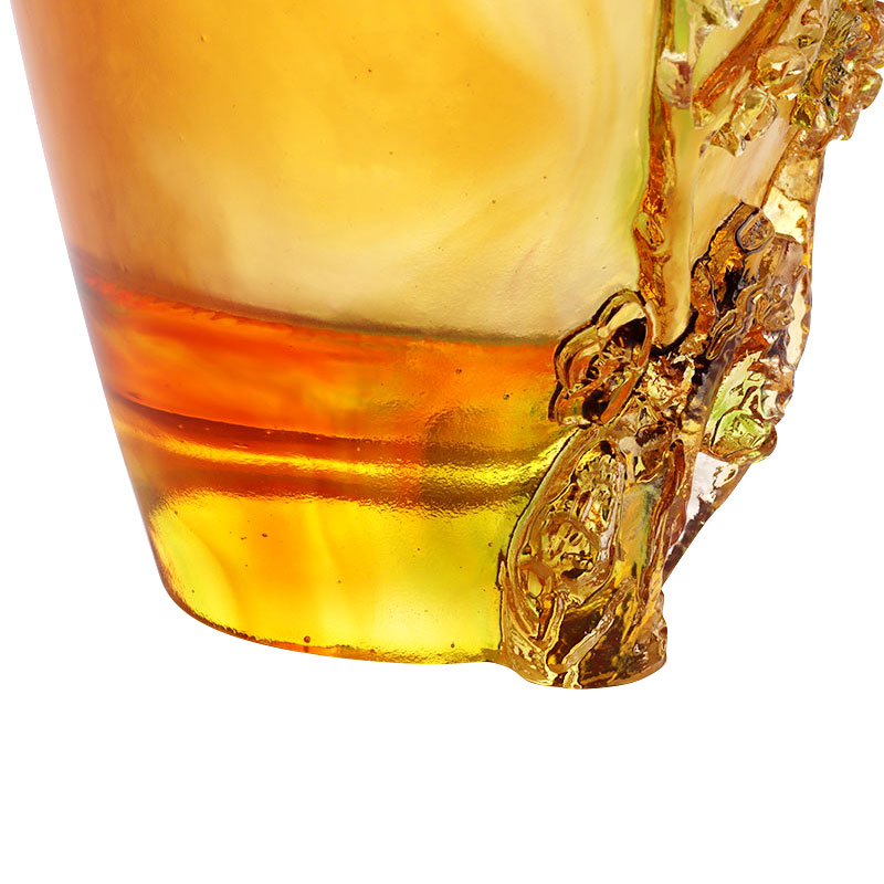 Bytové dekorácie Slivkový kvet Vyrezávaný dizajn Váza z jantárového skla