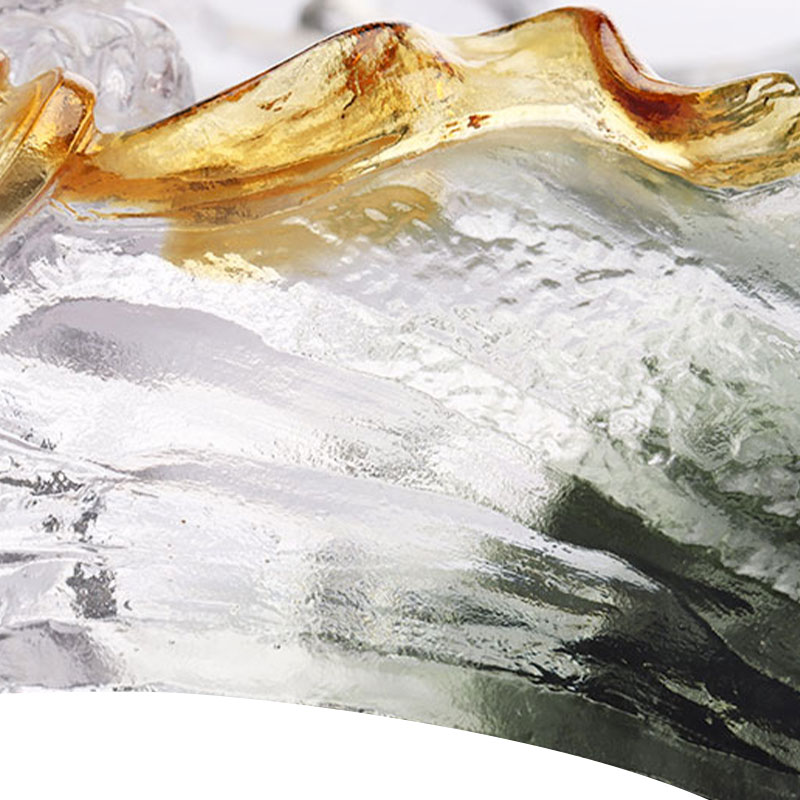 Umelecký dekoratívny sklenený oválny podnos na ovocie