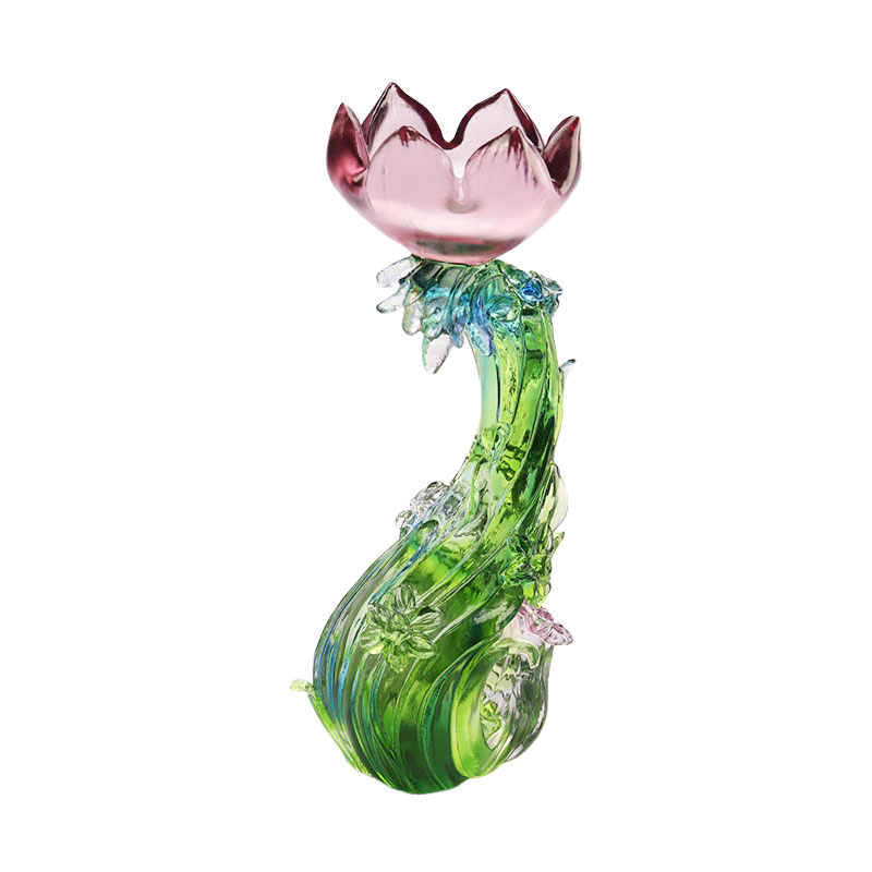 Krištáľový sklenený svietnik v tvare lotosu