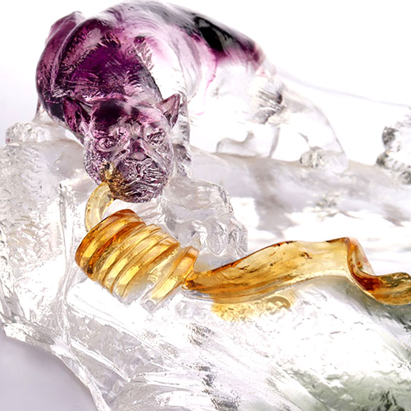 Umelecký dekoratívny sklenený oválny podnos na ovocie