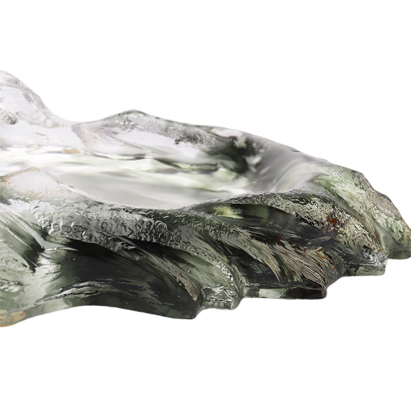 Umelecký dekoratívny sklenený oválny podnos na ovocie