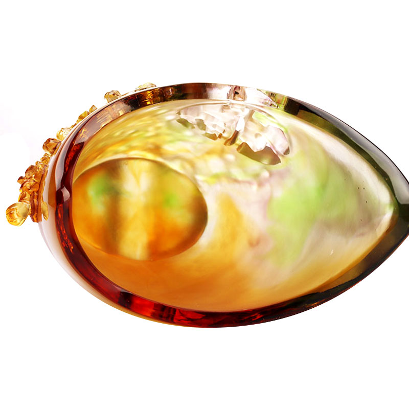 Bytové dekorácie Slivkový kvet Vyrezávaný dizajn Váza z jantárového skla