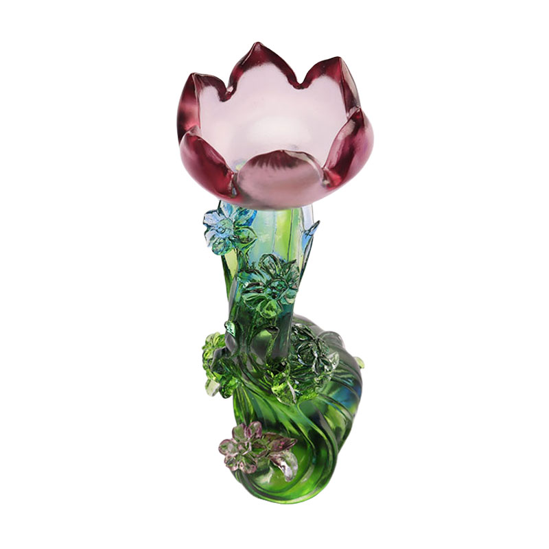 Krištáľový sklenený svietnik v tvare lotosu