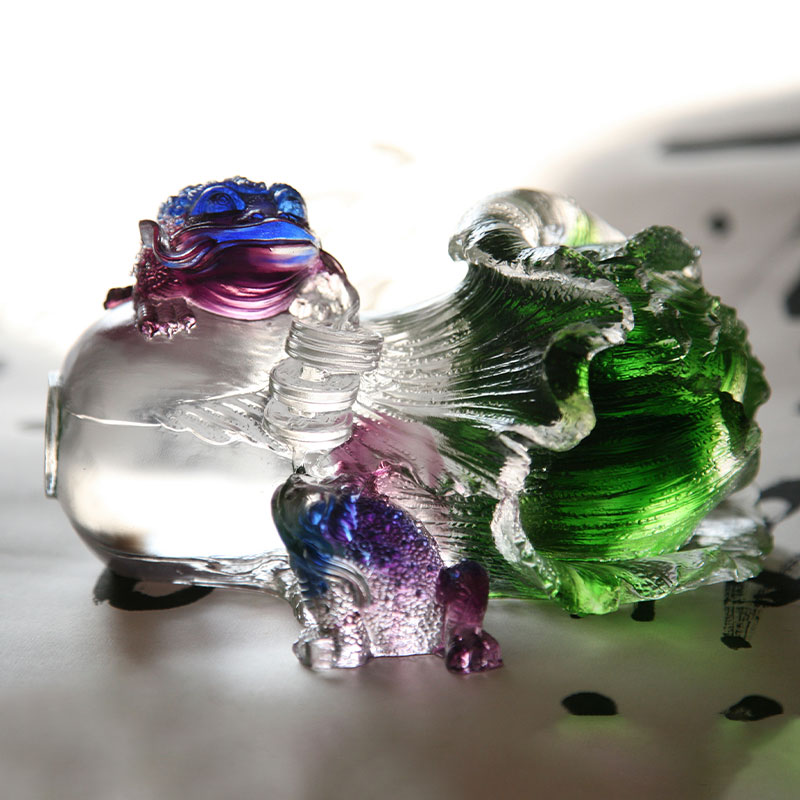 Krištáľové sklo Zlatá ropucha Sochárske ozdoby